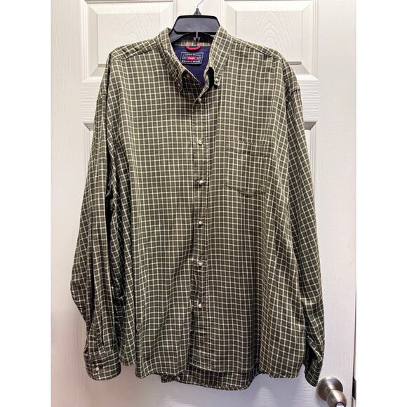 Wrangler Men's Size 2XL Green Check Plaid Long Sleeve Button Up Cotton Shirt - Picture 1 of 5